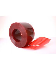 Red Transparent PVC Strip Roll - 200mm x 2mm x 50m